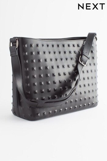 Black Embossed Stud Shoulder Bag (951103) | £38