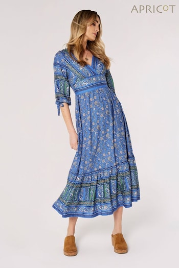 Apricot Blue Multi Chintz Sarasa Border Maxi Dress (951223) | £45