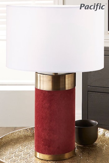 Pacific Red Red Velvet & Antique Brass Table Lamp (951276) | £65