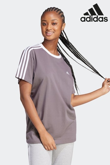 adidas Purple/White Sportswear Essentials 3 Stripes T-Shirt (951436) | £23