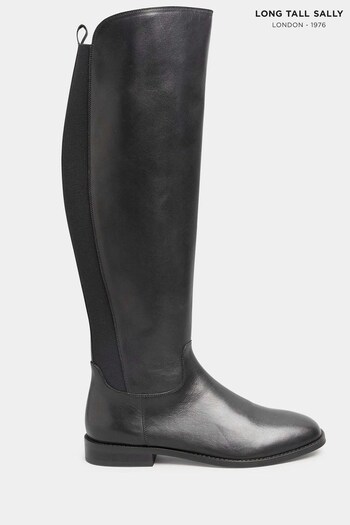 Long Tall Sally Black Leather Knee High Boots (951502) | £115