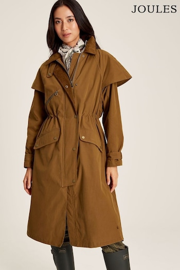 Joules Canter Rust Brown Shower Resistant Longline Dry Wax Jacket (951794) | £199
