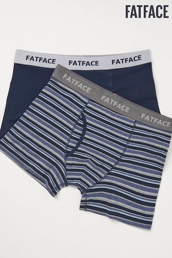FatFace Blue West Bay Stripe Boxers 2 Pack (951925) | £22