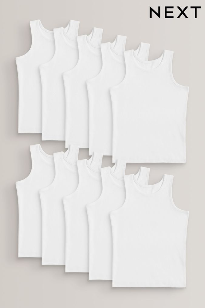 White Vests 10 Pack (1.5-16yrs) (952007) | £20 - £27