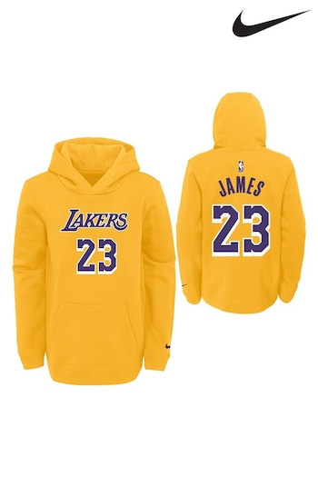 Nike Yellow Los Angeles Lakers glittered Nike Name & Number Fleece Hoodie - Lebron James (952399) | £52