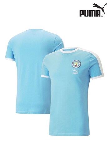 Puma Blue Manchester City Football Heritage T7 T-Shirt (952498) | £36