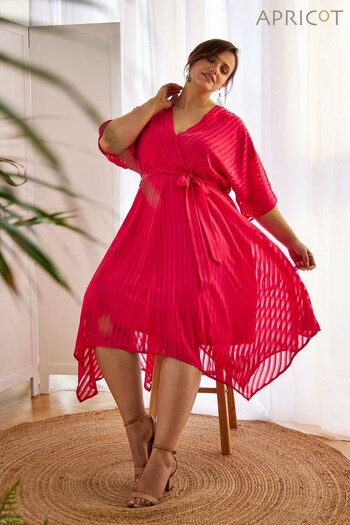 Apricot Pink Stripe Tie Waist Hankyhem Dress (952616) | £39