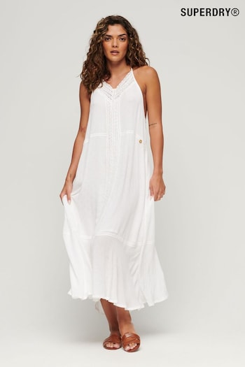 SUPERDRY White Lace Trim Maxi Dress (952898) | £75