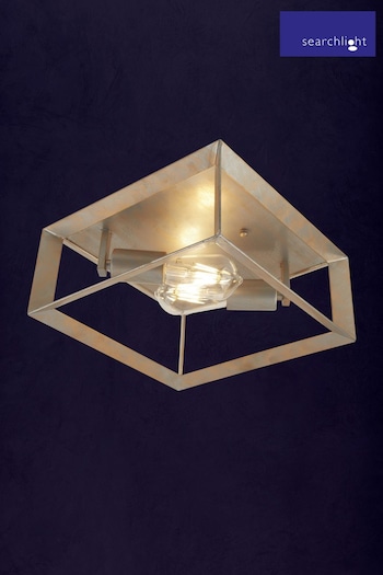 Searchlight Brushed Silver Harbor 2 Light Ceiling Light (953071) | £69