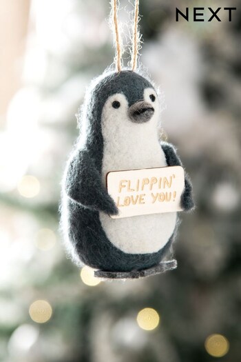 Grey Felt Penguin Christmas Bauble (953117) | £7