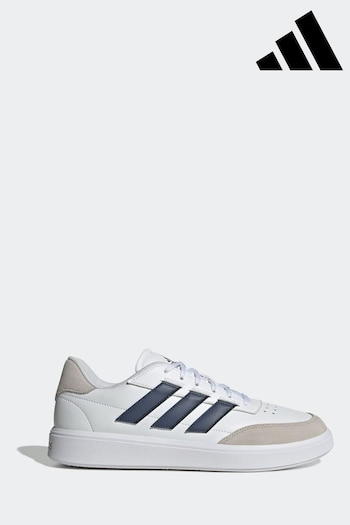 adidas White/Blue Courtblock Trainers (953177) | £50