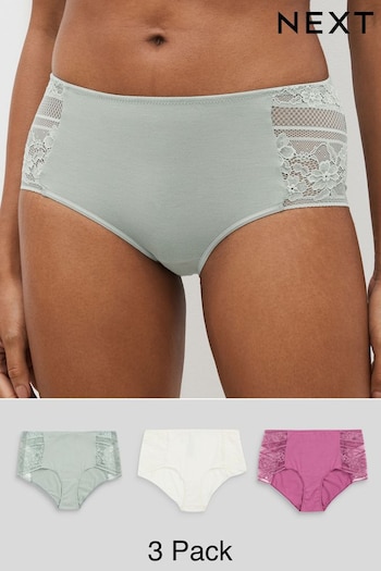 Cream/Pink/Sage Green Short Modal & Lace Knickers 3 Pack (953218) | £20