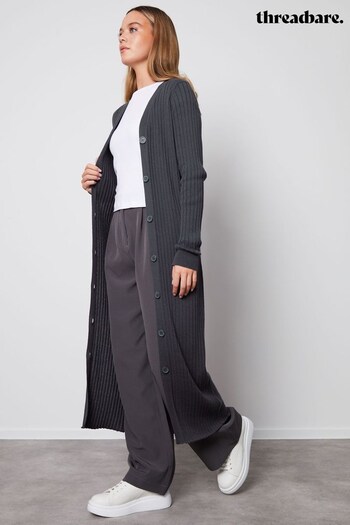 Threadbare Grey Cardigan Style Knitted Midi Dress (953257) | £32