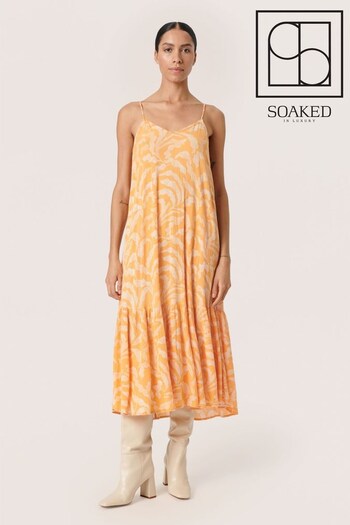 Soaked in Luxury Orange Zaya Strap V-Neck Midi Dress (953364) | £75