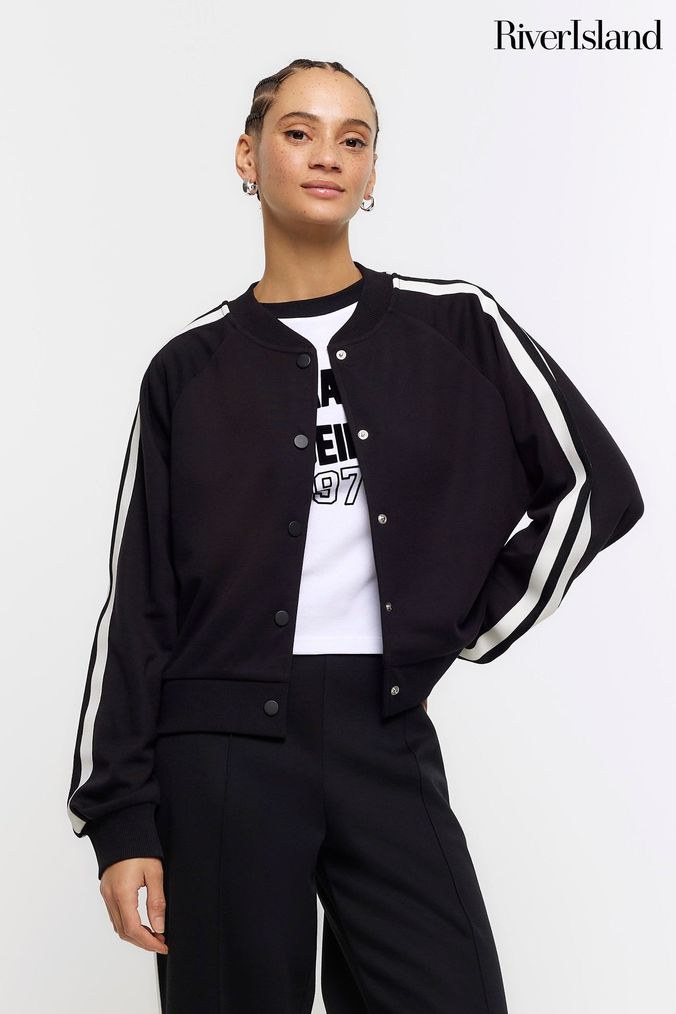 Striped bomber top jacket womens