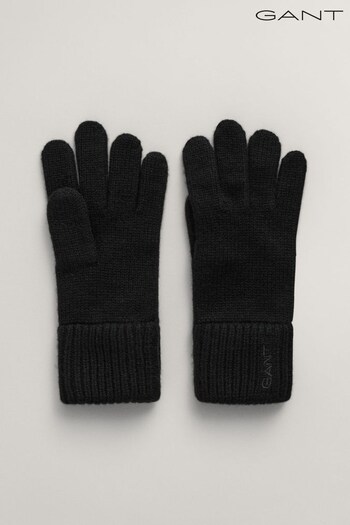 GANT Wool Knit Black Gloves (953471) | £45