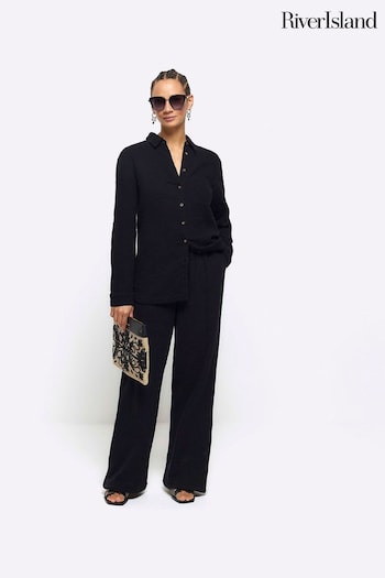 River Island Black Linen Feel Double Faced Trousers (953695) | £35