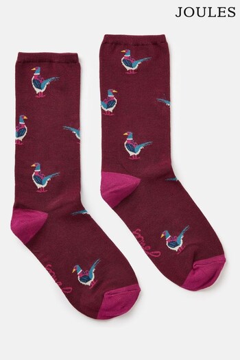 Joules Purple Pheasant Excellent Everyday Single Ankle Socks (953713) | £7.95