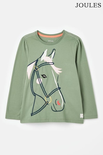 Joules Ava Green Embroidered Horse Top (953977) | £19.95 - £22.95
