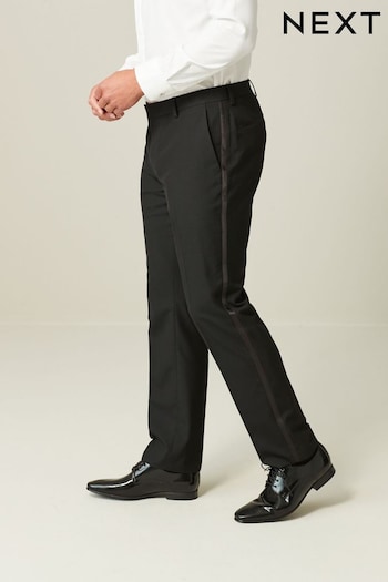 Black with Tape Detail Tailored Fit Tuxedo Suit Trousers contrast (954111) | £35