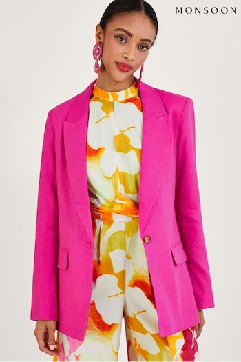 Monsoon Pink Linen Blend Stella Jacket (954129) | £99