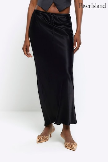 River Island Black Tie Waist Bias Skirt (954233) | £30