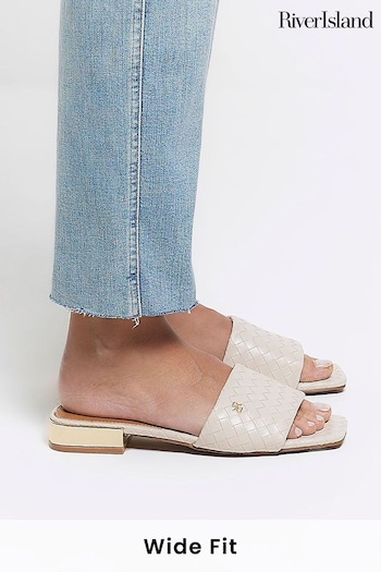 River Island mujer Wide Fit Woven Mule Flat Sandals (954318) | £25