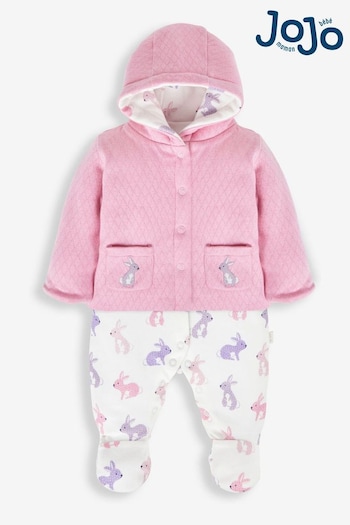 JoJo Maman Bébé Pink Bunny Sleepsuit & Jacket Set (954330) | £28