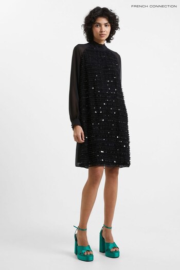 French Connection Carina Embellished Black Dress (954574) | £130