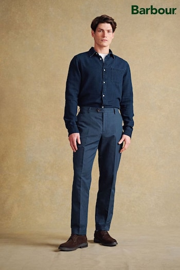 Barbour® Navy Cotton Linen Suit Trousers (954645) | £149