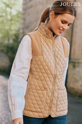 Joules Stately Beige Showerproof Diamond Quilted Gilet (954818) | £74.95