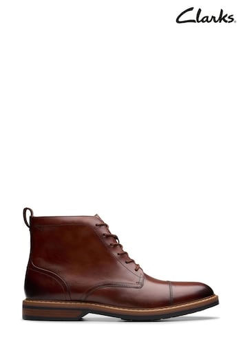 Clarks Brown Leather Adwin Cap Boots (954905) | £100