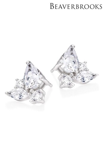 Beaverbrooks Silver Pear Cubic Zirconia Cluster Earrings (955249) | £75