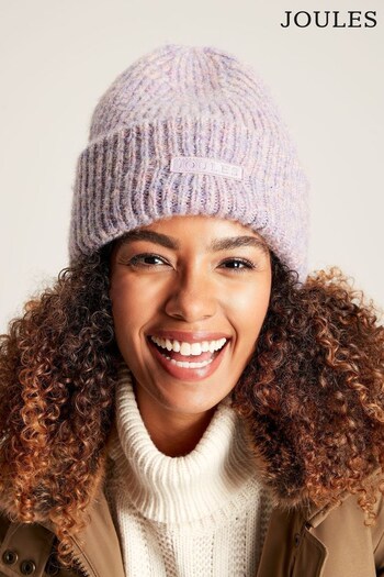 Joules Eloise Lilac Oversized Knitted Beanie Hat (955325) | £9