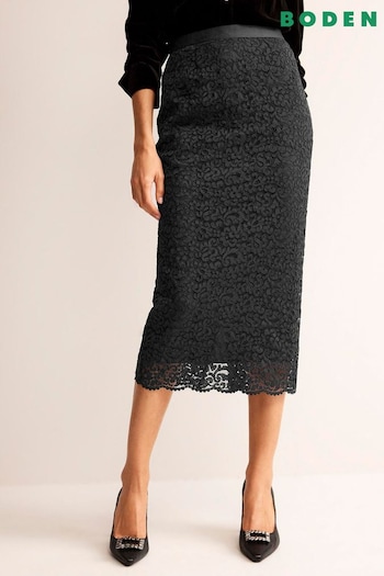Boden Black Lace Midi Skirt (955397) | £110