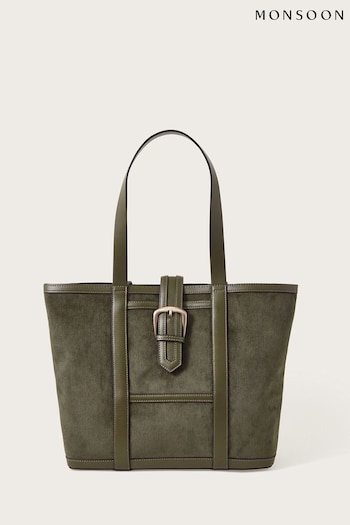 Monsoon Green Cord Saddle Tote Bag (955613) | £60