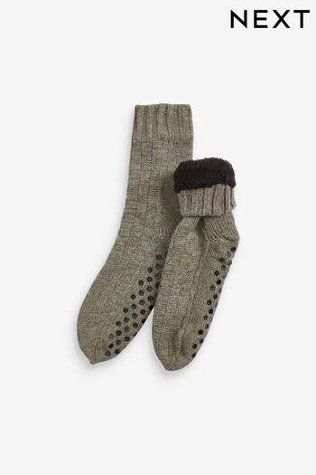 Neutral Basket Weave Texture Cable Slipper Socks (955902) | £18