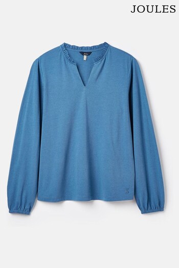 Joules Blue Jersey Frill Blouse (956074) | £11