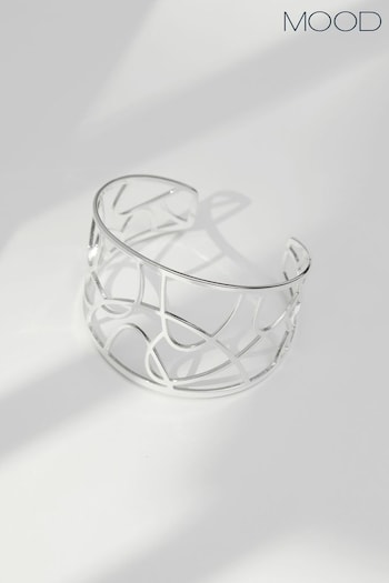 Mood Silver Tone Open Cage Cuff Bangle Bracelet (956233) | £26