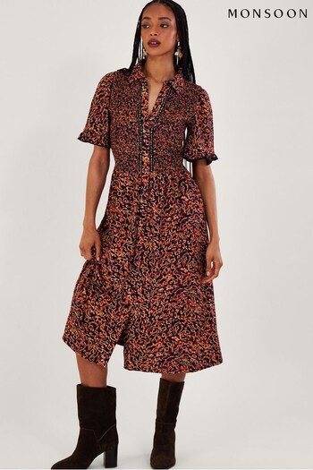 Monsoon Red Print Shirt Dress (956240) | £75