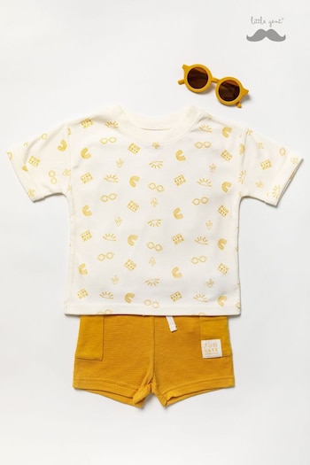 Little Gent Natural Waffle Short, T-Shirt And Sunglasses Outfit Set (956504) | £22