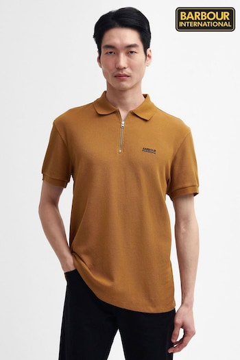 Barbour® International Albury Textured Zip Neck Polo Shirt (956665) | £70