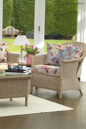 Laura Ashley Natural Garden Bewley Indoor Rattan Lounging Set With Gosford Cranberry Cushions (956890) | £1,750