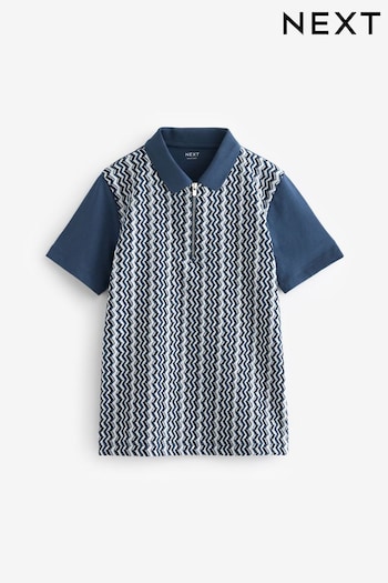 Blue Textured Short Sleeve Polo Shirt (3-16yrs) (956975) | £14 - £19
