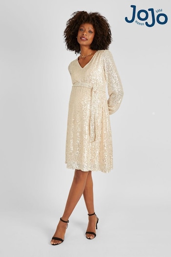 Line Lights & Novelty Lights Champagne Sequin Mini Maternity Dress (957260) | £59.50