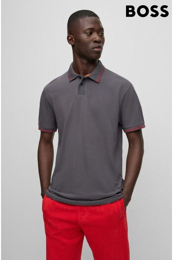 BOSS Grey Tipped Polo Shirt (957443) | £89