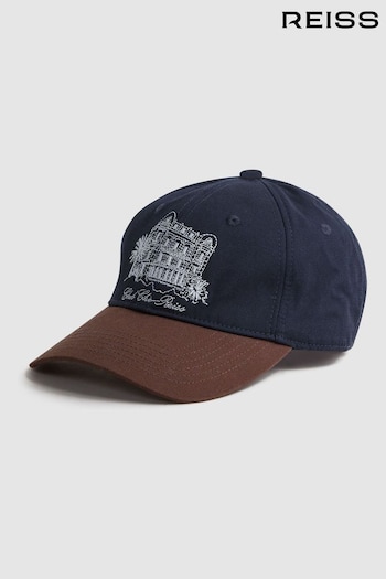 Reiss Navy/Tobacco Palermo Reiss | Ché Embroidered Baseball Cap (957454) | £68