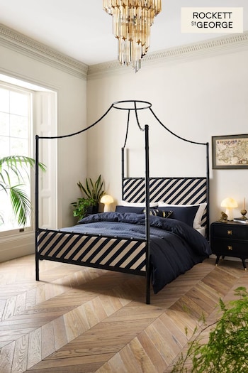 Rockett St George Black Bamboo Metal and Upholstered Bed (957838) | £599 - £699