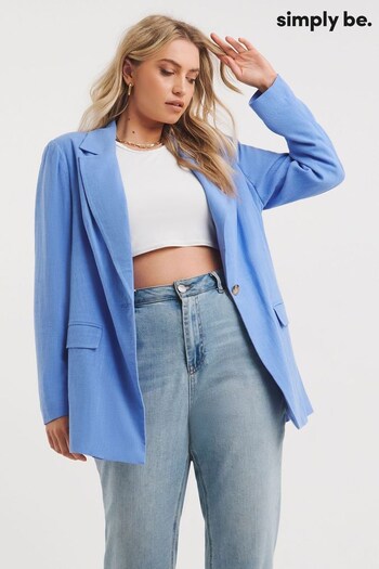 Simply Be Blue Single Breasted Linen Blazer (957847) | £55