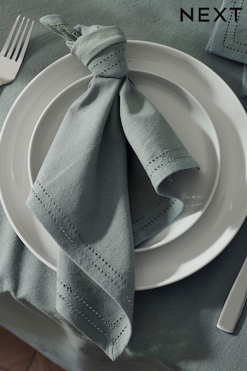 Sage Green Edge Trim Cotton Napkins Set of 4 (957893) | £14